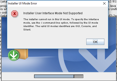 installer user interface mode not supported sybase